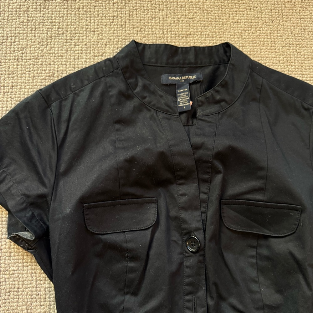 Banana Republic Black Midi Dress with Belt - Picture 3 of 7